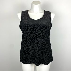Chico’s Travelers Collection Black Cheetah Print Velvet Tank Top L